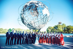 Indian bridal party portrait indian bridesmaids fashion,red sari,indian groomsmen