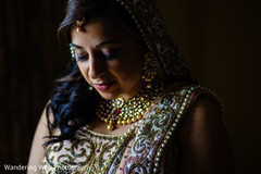 Indian bride hair and makeup inspiration golden kundan,golden lengha
