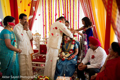 Indian bride and groom's mangalasutra ritual Indian bride and groom's mangalasutra ritual