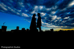 Romantic sunset Indian bride and groom photography. indian bride and groom,indian wedding photography
