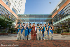 Stylish Indian bridal party. indian bride,indian bridesmaids,indian wedding photography