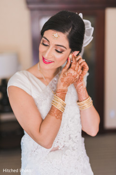 Flawless Indian bride look. indian bride,getting ready,hair and makeup,white saree