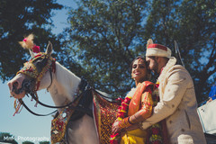 Charming indian couple riding white horse indian wedding gallery,outdoor photography,indian bride and groom