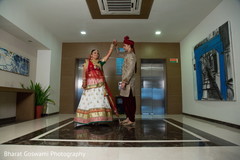 Lovely indian couple during their first look Lovely indian couple during their first look