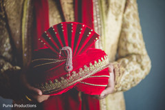 Rajah's red wedding turban. Rajah's red wedding turban.