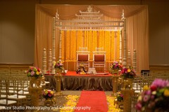 Ravishing gold wedding mandap. indian bride and groom,indian wedding ceremony,floral and decor,mandap