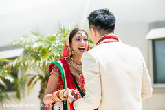 Indian bride and groom's first look capture Indian bride and groom's first look capture