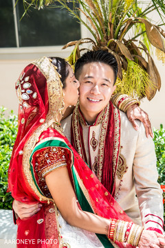 Indian bride and groom romantic moment Indian bride and groom romantic moment
