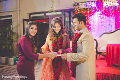 Adorable indian couple during their wedding engagement ceremony Adorable indian couple during their wedding engagement ceremony