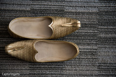 Traditional Indian groom golden shoes. Traditional Indian groom golden shoes.