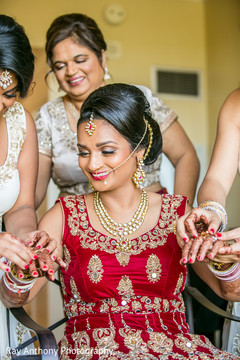 Joyful indian bride's getting ready moment Joyful indian bride's getting ready moment