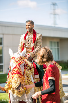 Indian groom riding baraat horse Indian groom riding baraat horse