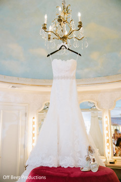 Indian bride white wedding attire.