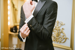 Indian groom's elegant black tux.