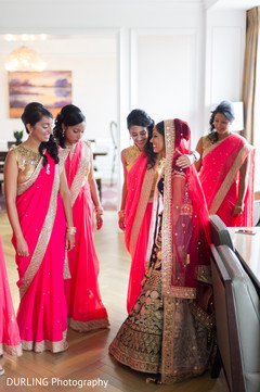 Glamorous Indian bride and her entourage. Glamorous Indian bride and her entourage.