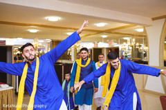 Indian groomsmen in royal blue outfits. Indian groomsmen in royal blue outfits.