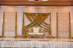 Marvelous white and gold wedding reception stage backdrop. Marvelous white and gold wedding reception stage backdrop.