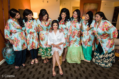 Indian bride posing with bridesmaids Indian bride posing with bridesmaids
