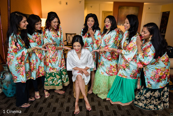 indian bride getting ready,indian bride,indian bridesmaids