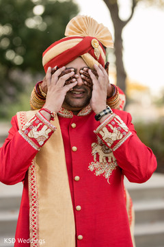 Indian bride surprise the groom. Indian bride surprise the groom.