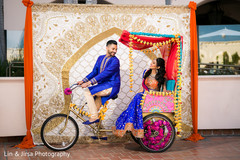 Cute Indian bride and groom photo in a rickshaw. Cute Indian bride and groom photo in a rickshaw.