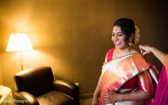Joyful indian bride getting ready Joyful indian bride getting ready