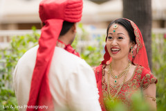 Indian bride and groom tender moment Indian bride and groom tender moment