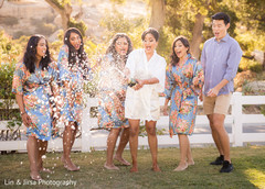 Joyful indian bride with bridesmaids capture Joyful indian bride with bridesmaids capture