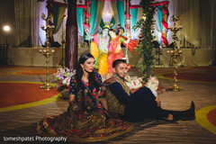 Indian bride and groom's sangeet photo shoot Indian bride and groom's sangeet photo shoot