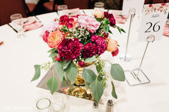 Graceful floral centerpiece and table number Graceful floral centerpiece and table number