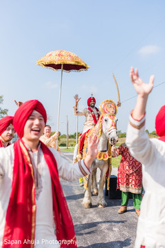 Indian groom riding baraat white horse Indian groom riding baraat white horse