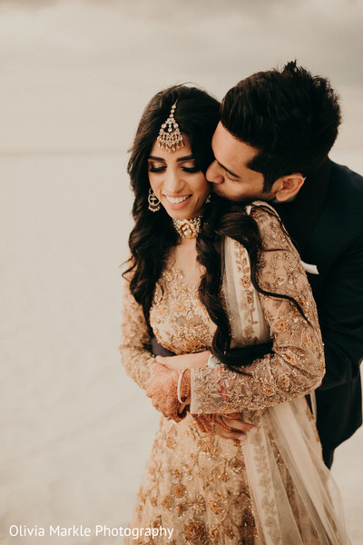 Indian newlyweds romantic moment