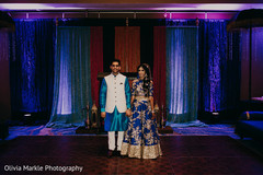 Radiant Indian bride and groom to be. indian bride and groom,pre-wedding fashion,sangeet,floral and decor