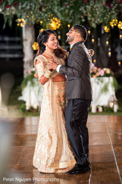 Sweet indian couple having their first dance