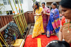 Traditional indian bride's haldi ritual Traditional indian bride's haldi ritual