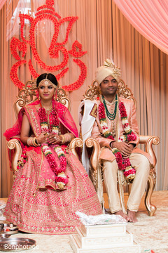 Indian bride and groom in traditional wedding dress Indian bride and groom in traditional wedding dress