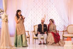 Indian bridesmaid giving her speech indian wedding reception,indian wedding reception photography,indian bride and groom