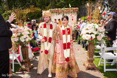 Traditional Indian bride and groom's jai mala ceremony, Traditional Indian bride and groom's jai mala ceremony,