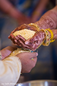 Indian wedding ceremony showering of rice. Indian wedding ceremony showering of rice.