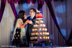 Indian couple cutting the wedding cake Indian couple cutting the wedding cake