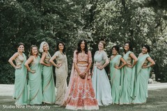 Joyful indian bride with bridesmaids capture. Joyful indian bride with bridesmaids capture.