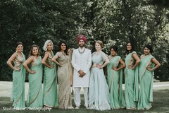 Dazzling Indian groom with bridesmaids capture. Dazzling Indian groom with bridesmaids capture.