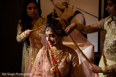 Traditional Indian wedding pink Ghoonghat. Traditional Indian wedding pink Ghoonghat.