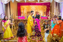 Indian bride and groom enjoying their pre wedding celebration with friends. Indian bride and groom enjoying their pre wedding celebration with friends.