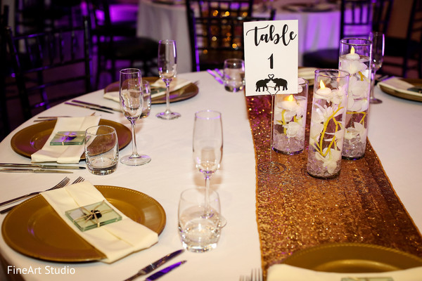 Golden indian wedding table set up