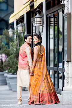 Gorgeous Indian bride and groom looking back capture. Gorgeous Indian bride and groom looking back capture.