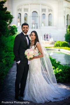 Adorable indian lovebirds first look white wedding dress,suit,indian groom fashion