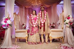 Indian bride and groom's wedding portrait bridal lengha,indian groom fashion