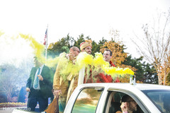 Gorgeous Indian groom during the baraat capture.