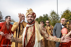 Elegant Indian groom during the Baraat celebration.